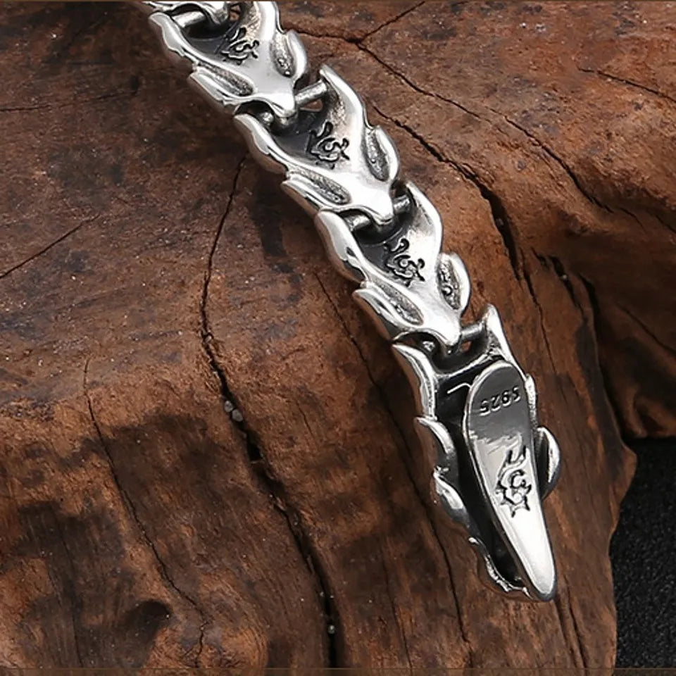BOCAI S925 Retro Dragon Bone Bamboo-chain Bracelet Men's Domineering Punk Fashion Fine Chain & Link Jewelry Wholesale