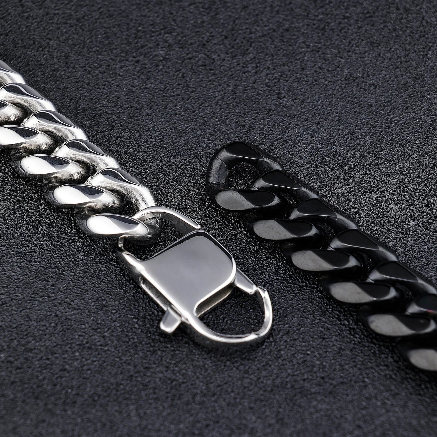 Custom LOGO Stainless Steel 14mm Black Rainbow Color Big Curb Cuban Miami Cuban Chain Bracelet for Men