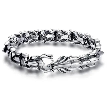 BOCAI S925 Retro Dragon Bone Bamboo-chain Bracelet Men's Domineering Punk Fashion Fine Chain & Link Jewelry Wholesale