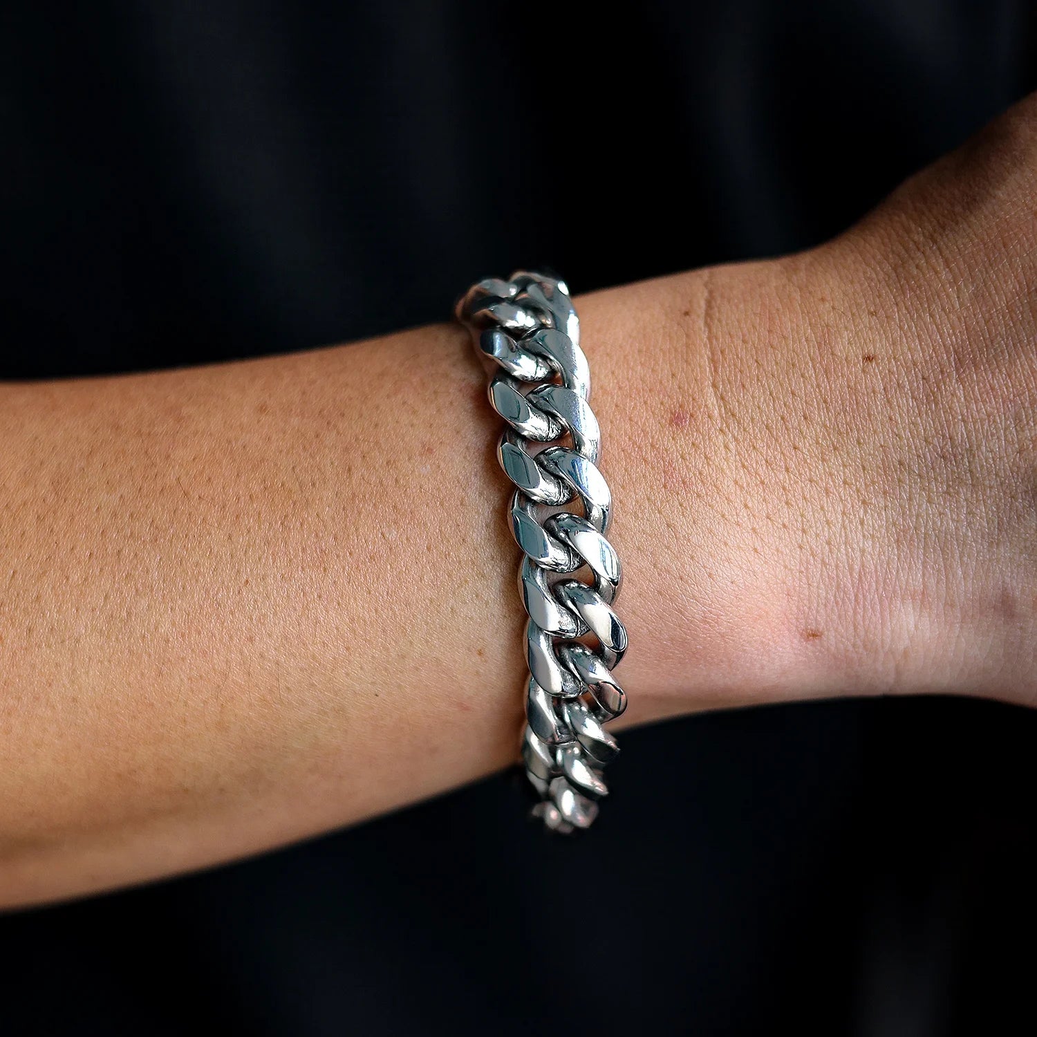 Custom LOGO Stainless Steel 14mm Black Rainbow Color Big Curb Cuban Miami Cuban Chain Bracelet for Men