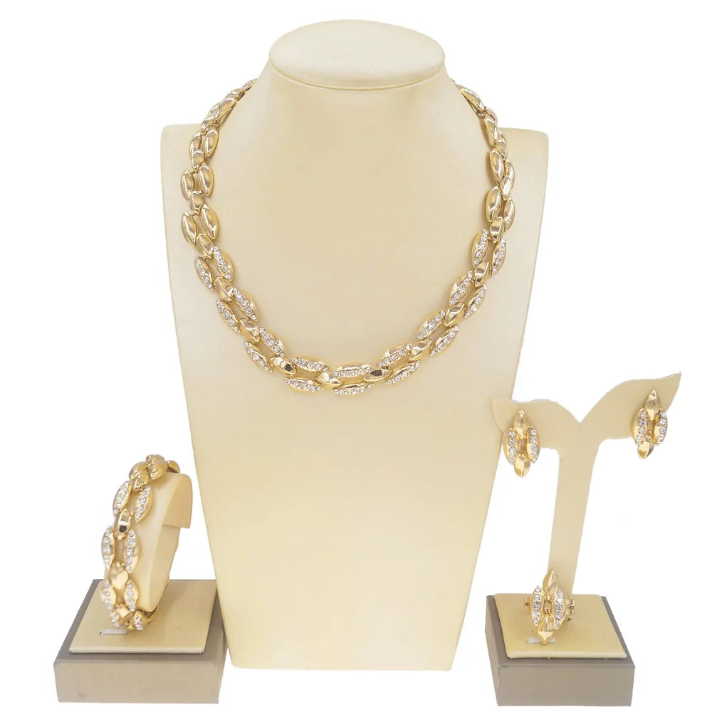 Zhuerrui Latest Design Fashion Metal Exquisite Unicorn Necklace Jewelry Set African Gold Plated Rhinestone Jewellery Sets HA0013