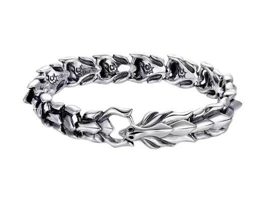 BOCAI S925 Retro Dragon Bone Bamboo-chain Bracelet Men's Domineering Punk Fashion Fine Chain & Link Jewelry Wholesale