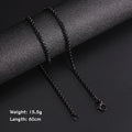 Skyrim Fashion 60cm Long Box Chain Necklace Men Stainless Steel Black Gold Color Link Chains Basic Punk Jewelry Wholesale
