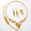 Dubai Jewelry Sets Necklace Bracelet Ring Earrings Set Elegant Gold Plated Arabic Design for Women Luxury Gift Wedding Jewelry