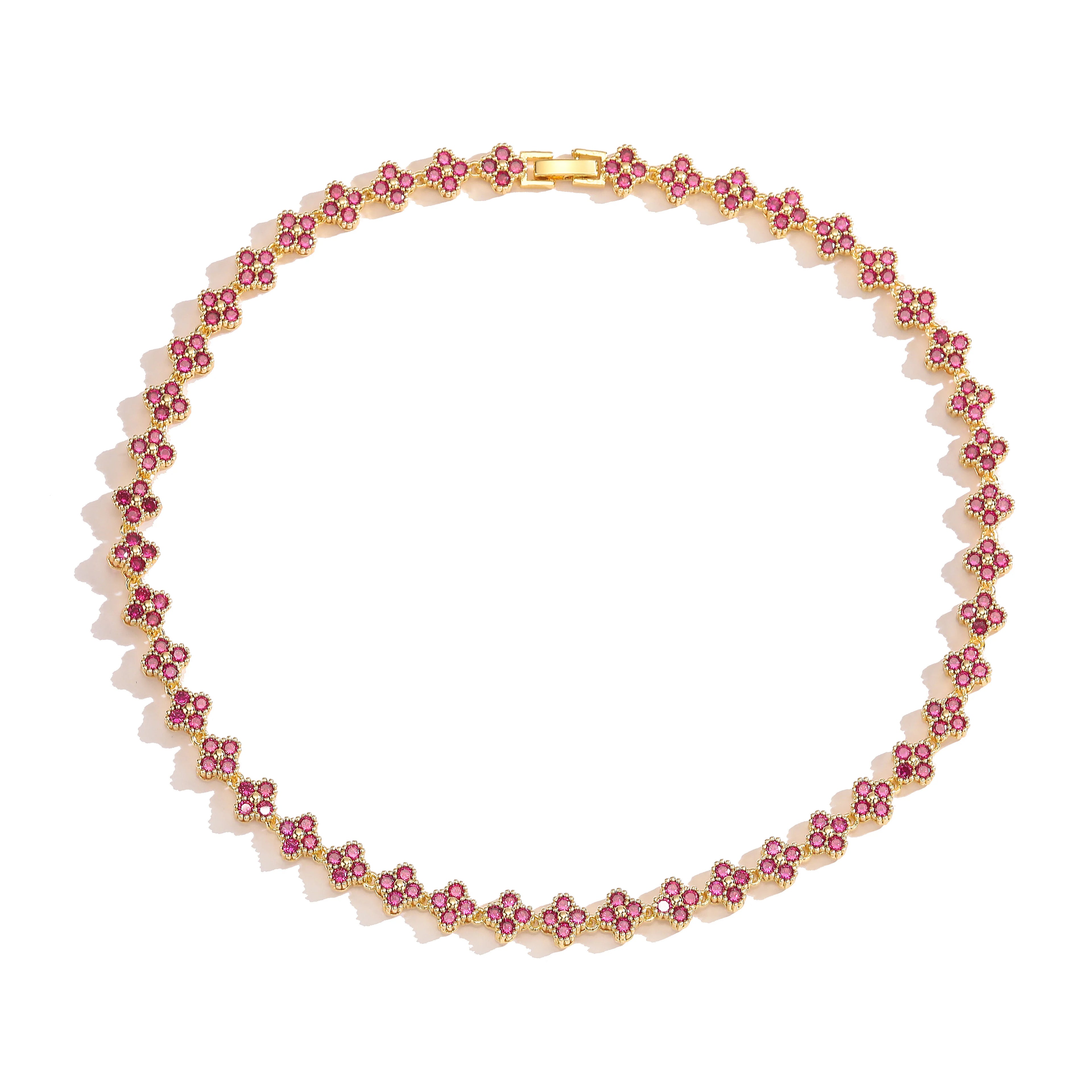 HECHENG,AAAAA Brass 18K gold-plated Flower Necklace Bracelet Jewelry Set ，for Christmas gift for women and best friend
